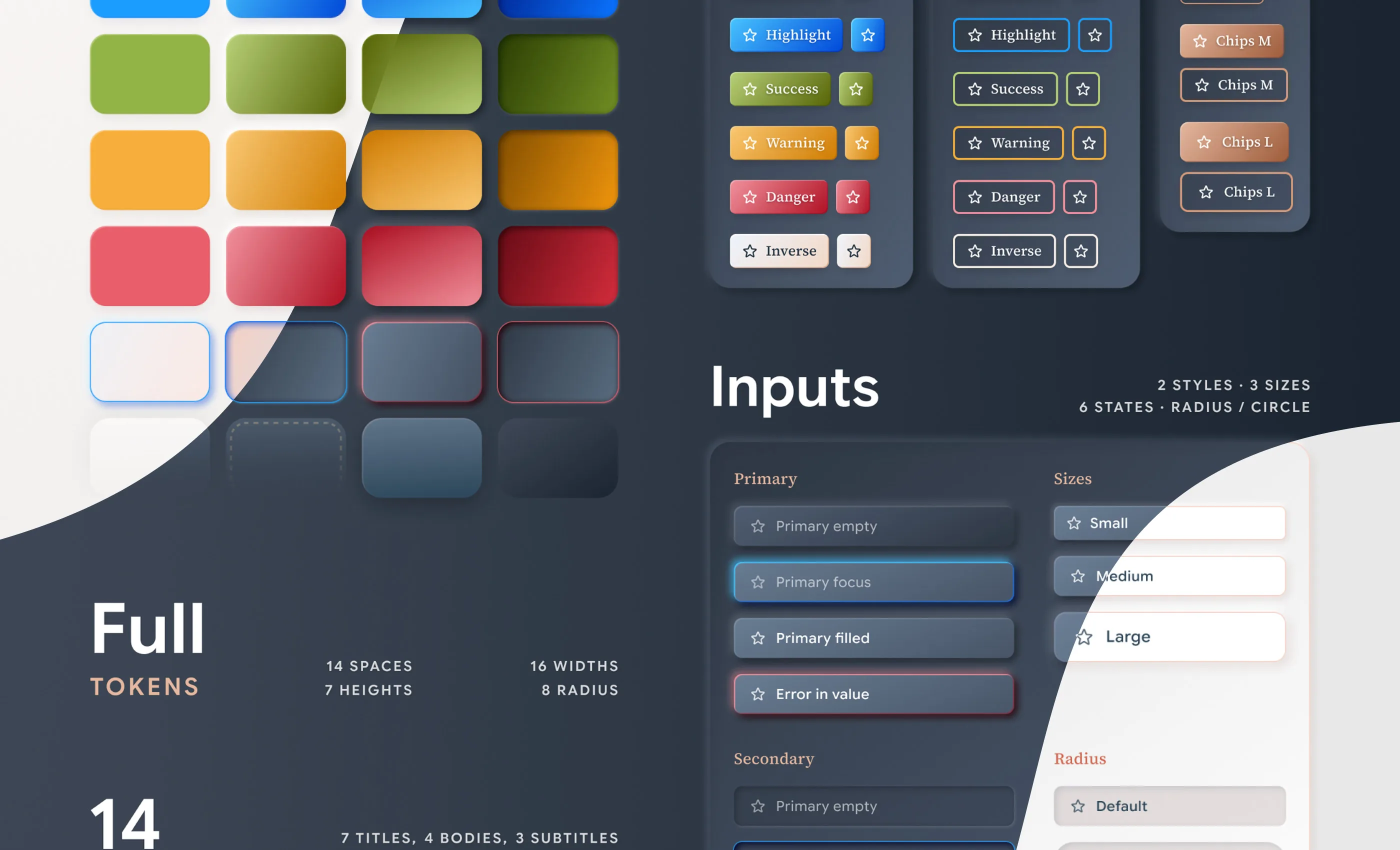 Doryn design system: colour ramps, tokens and input states