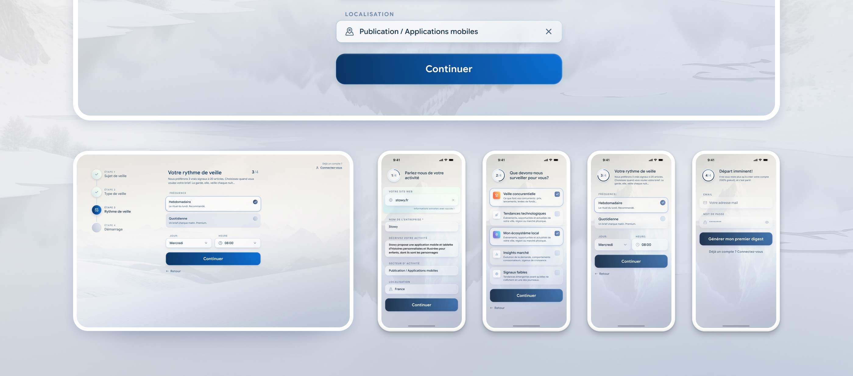 IceInsights onboarding, mobile flow